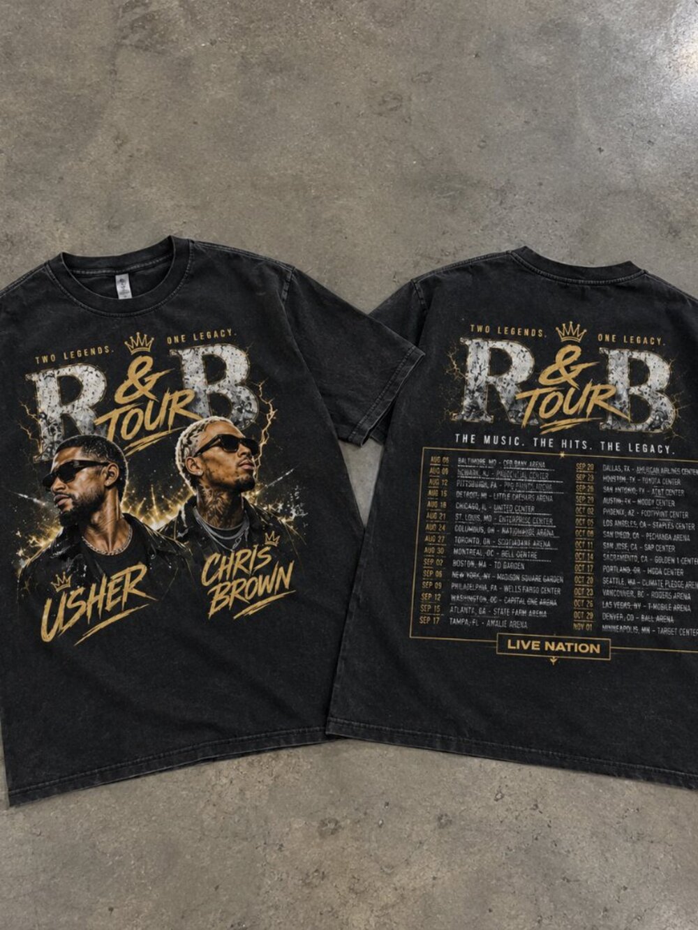 Usher & Chris Brown The R&B Tour Vintage Bootleg Graphic T-Shirt